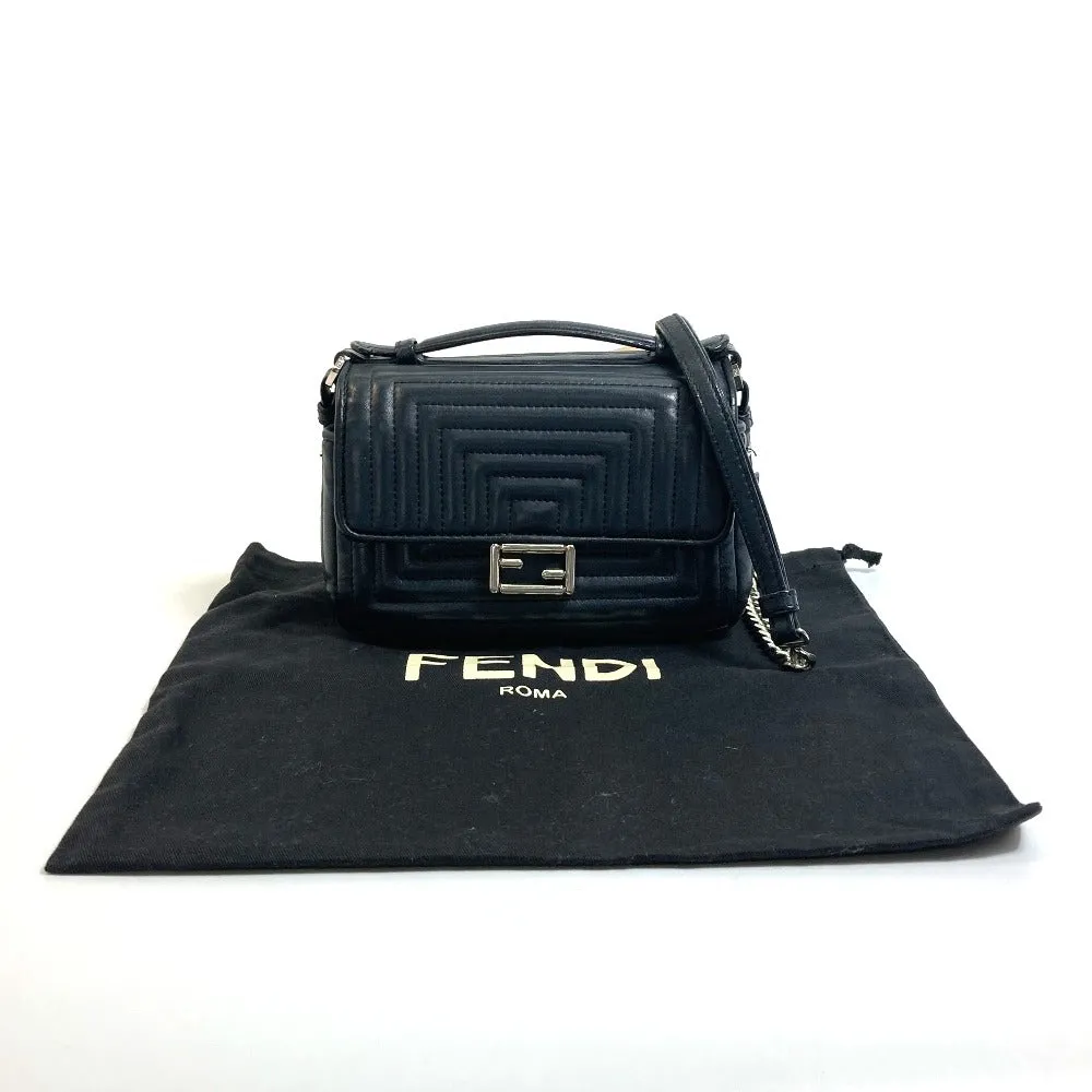 FENDI Shoulder Bag 8M0371 leather black Pochette Crossbody Double micro baguette Women Used
