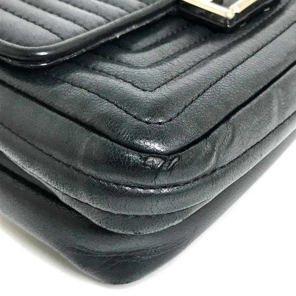FENDI Shoulder Bag 8M0371 leather black Pochette Crossbody Double micro baguette Women Used