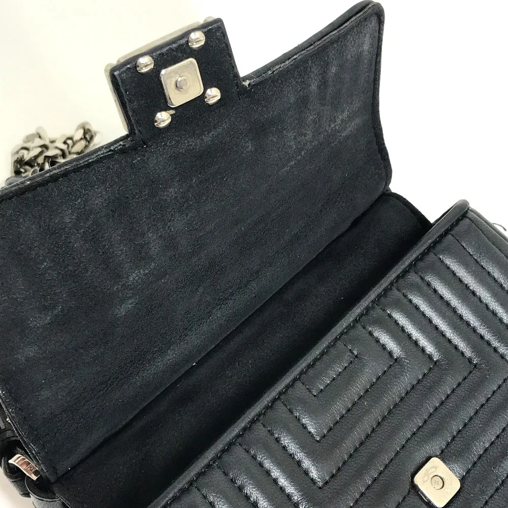 FENDI Shoulder Bag 8M0371 leather black Pochette Crossbody Double micro baguette Women Used