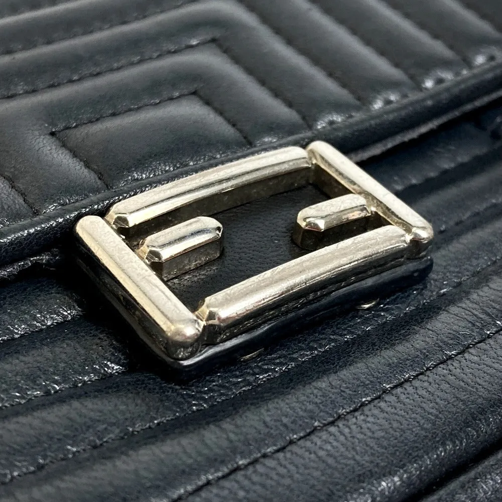 FENDI Shoulder Bag 8M0371 leather black Pochette Crossbody Double micro baguette Women Used