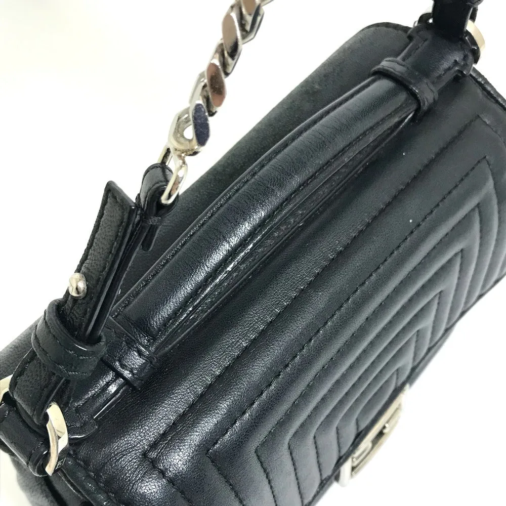 FENDI Shoulder Bag 8M0371 leather black Pochette Crossbody Double micro baguette Women Used