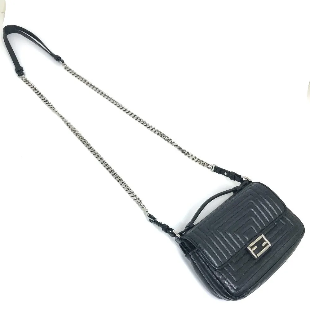 FENDI Shoulder Bag 8M0371 leather black Pochette Crossbody Double micro baguette Women Used