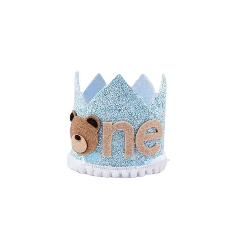 First Birthday Party Crown Hat - Lion and Bear