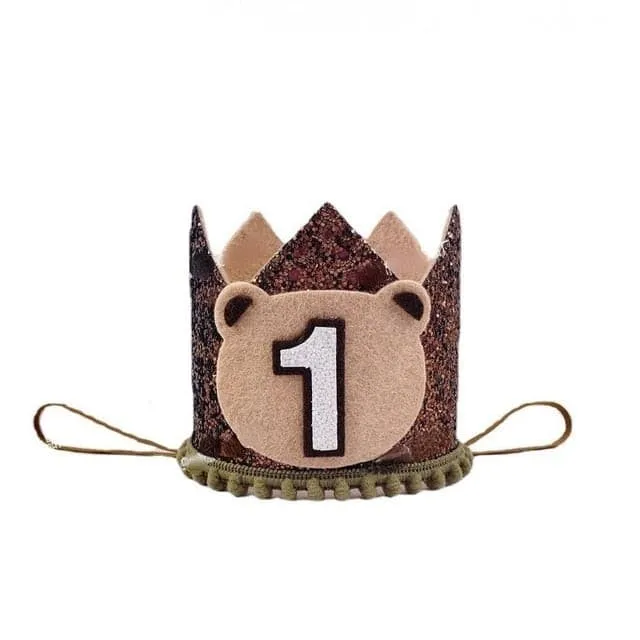 First Birthday Party Crown Hat - Lion and Bear