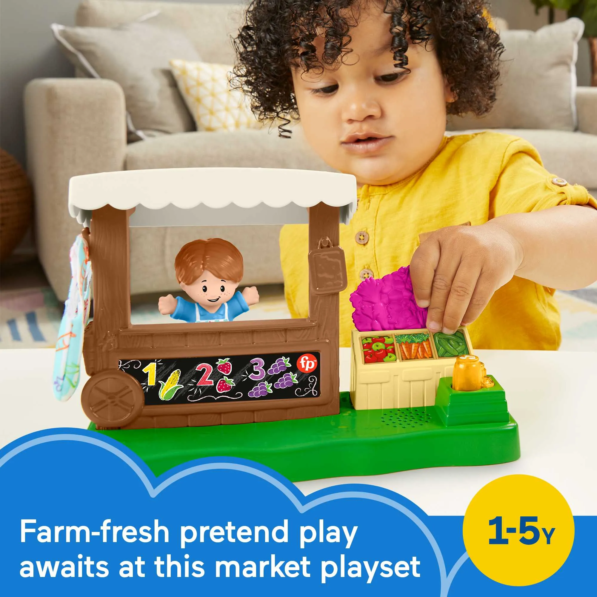 Fisher-Price Little People Farmers Market Toddler Playset With Light And Sounds, 4 Pieces