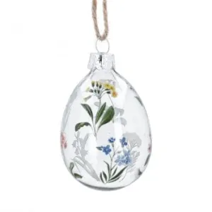 Floral Glass Egg Easter Twig Tree Decoration