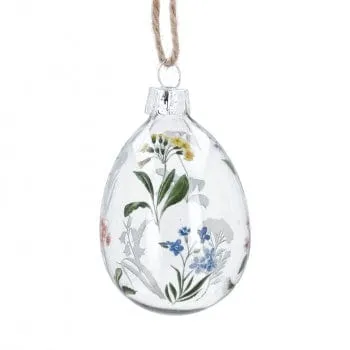 Floral Glass Egg Easter Twig Tree Decoration