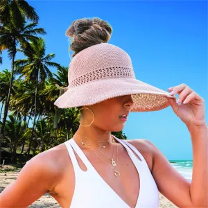 Foldable Summer Satin Bow Sun Visor Hat