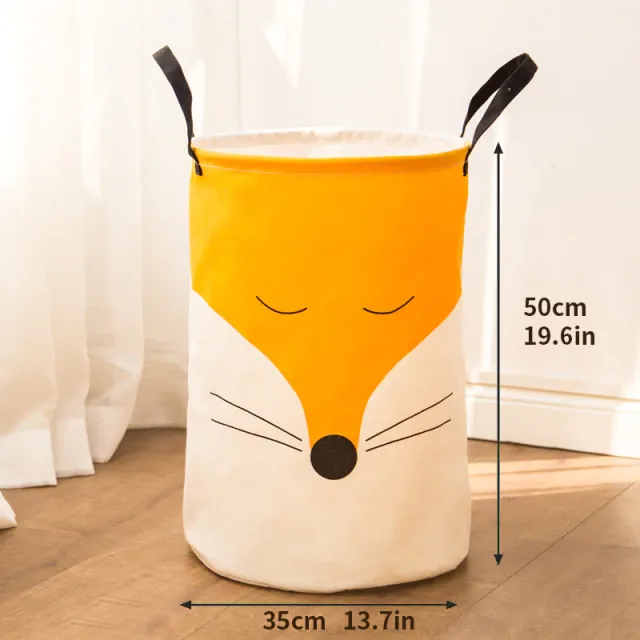 Fox Quilted Storage Bag With Handle Storage Bin Closet Toy Box Container Organizer Fabric Basket