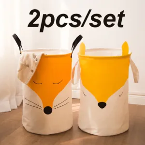Fox Quilted Storage Bag With Handle Storage Bin Closet Toy Box Container Organizer Fabric Basket