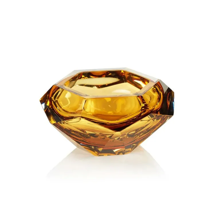 Giacomo 4" Tall Handmade Cut Polished Glass Bowl