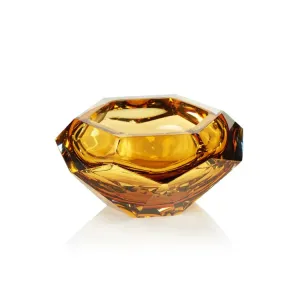 Giacomo 4" Tall Handmade Cut Polished Glass Bowl