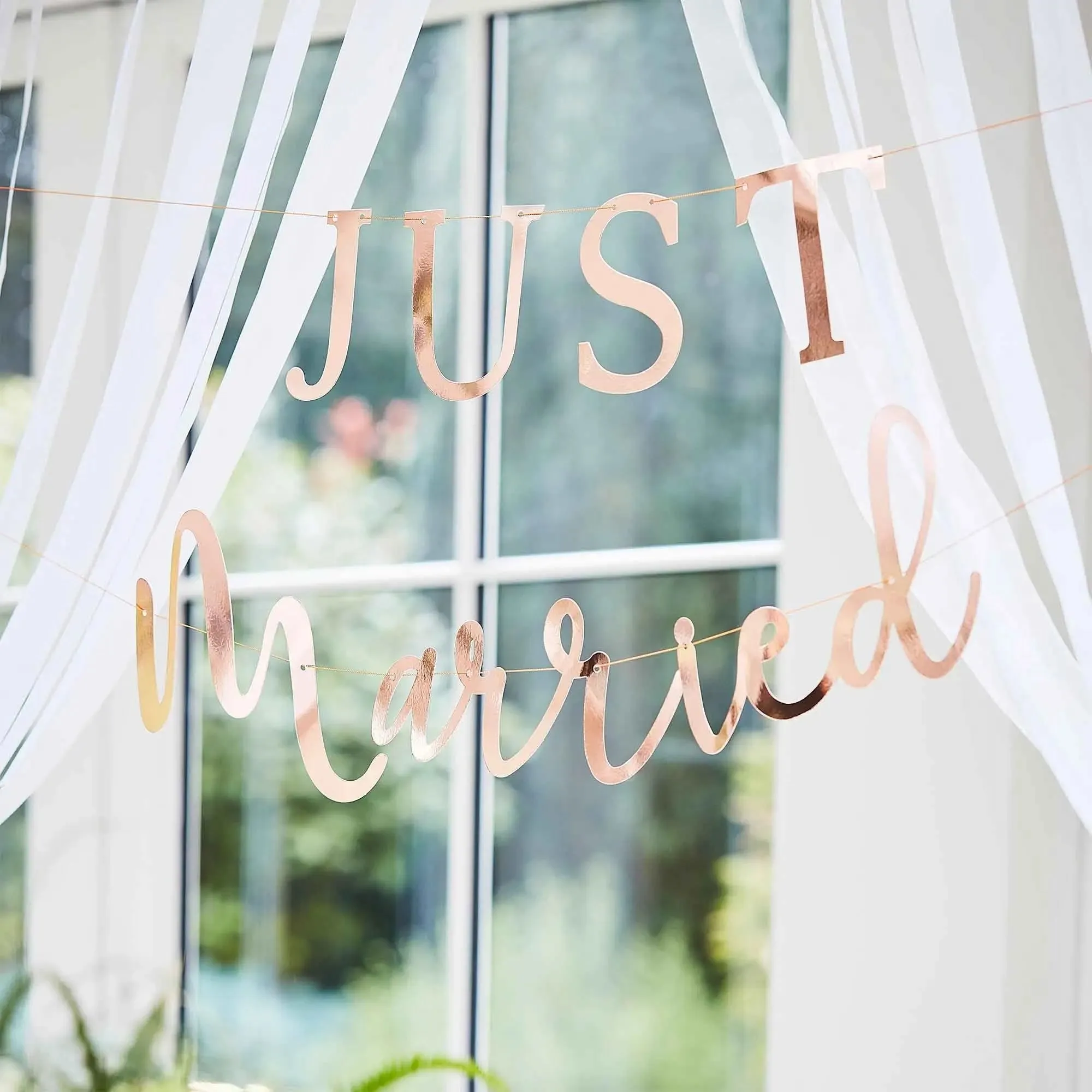 Ginger Ray Botanical Wedding Just Married Banner