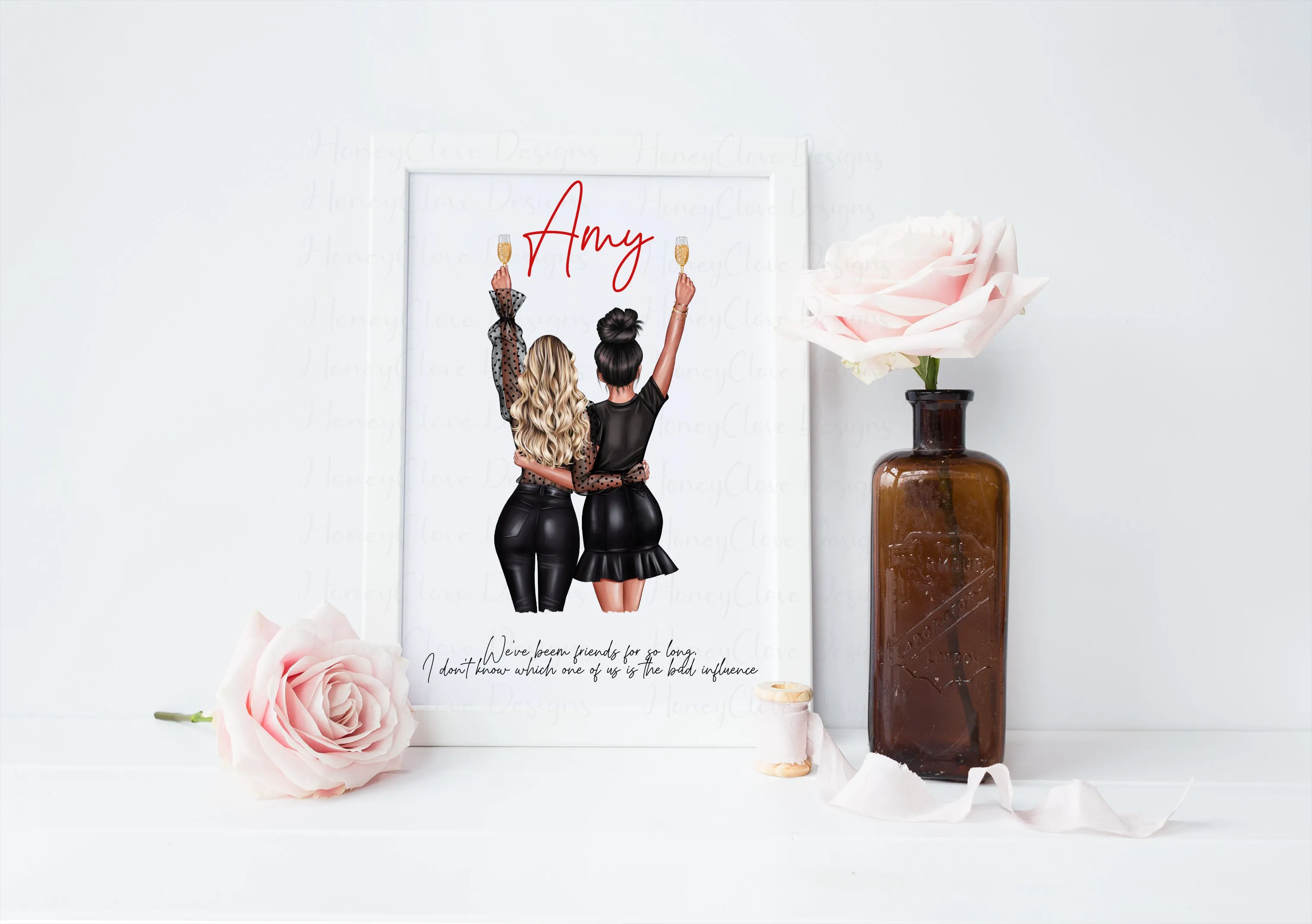 Glam Friends A4 Unframed Print