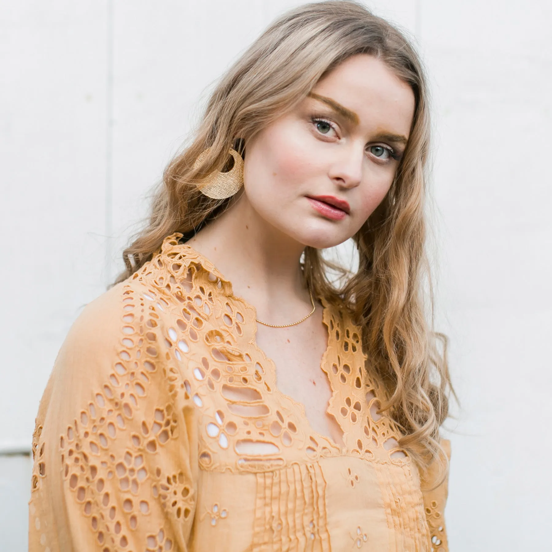 Gold Luster Revolve Leather Earrings