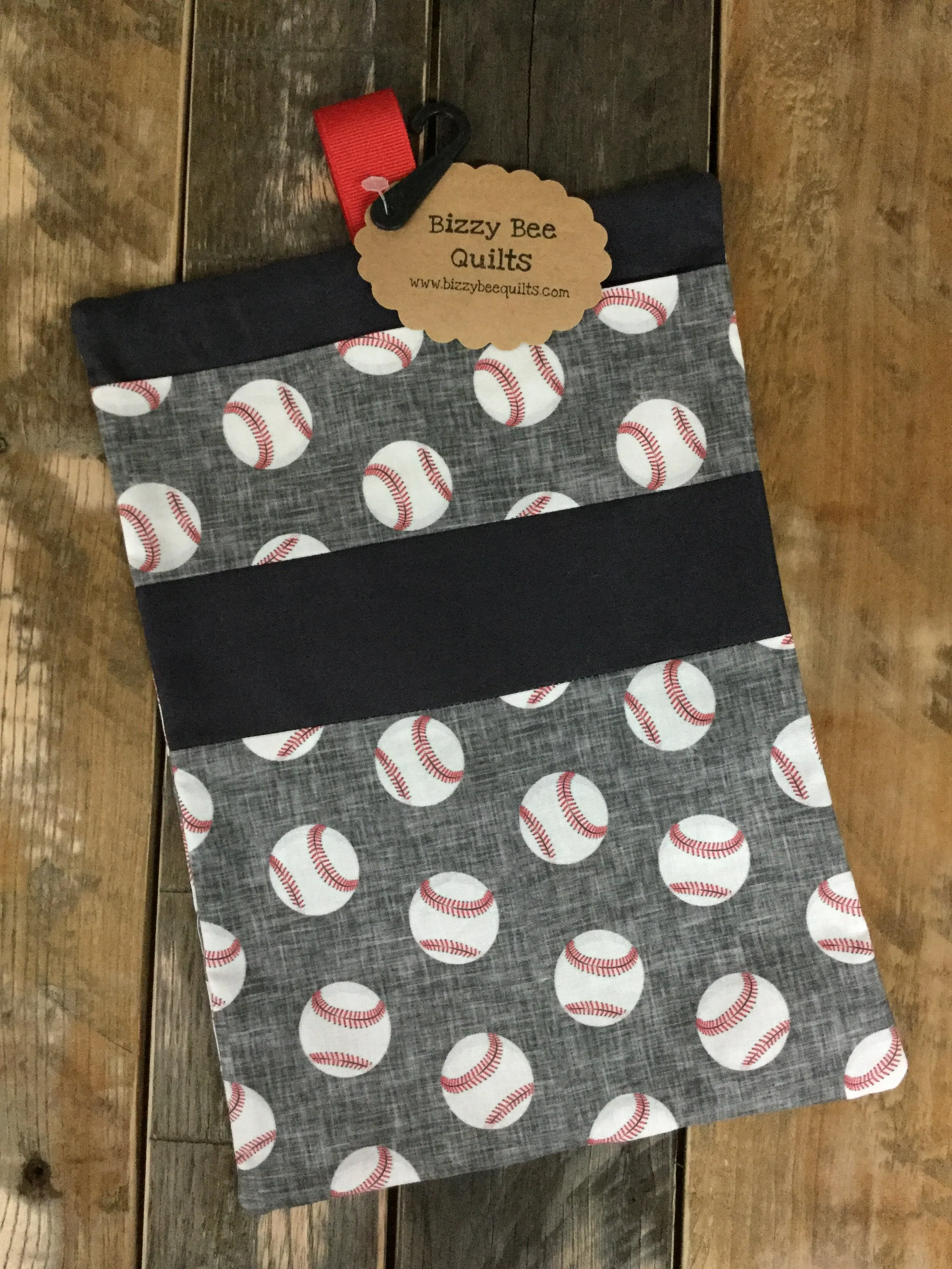 Gray Linen Baseball Diaper/Wipee Case