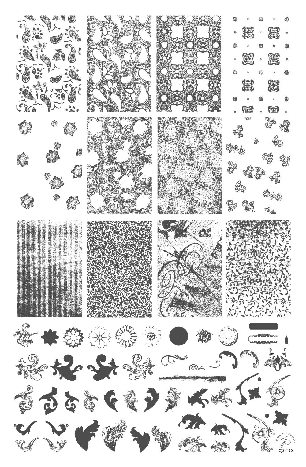 Grunge Series - Dainty (CjS-190) Steel Layered Nail Art Stamping Plate