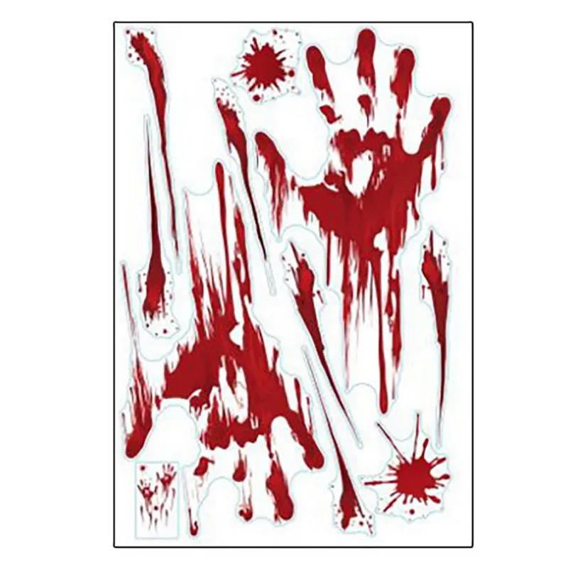 Halloween Blood Handprint Blood Footprint Sticker Horror Halloween Decoration Wall Sticker Festival Party Favors Supplies
