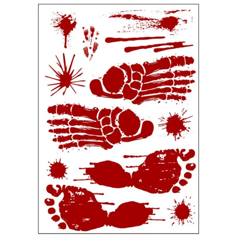 Halloween Blood Handprint Blood Footprint Sticker Horror Halloween Decoration Wall Sticker Festival Party Favors Supplies