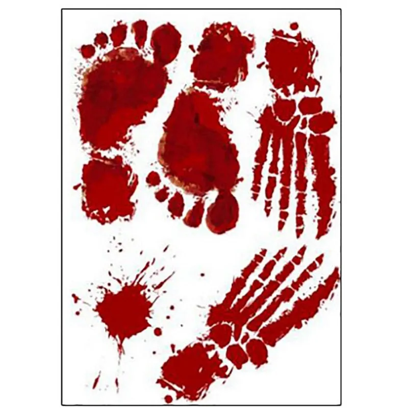 Halloween Blood Handprint Blood Footprint Sticker Horror Halloween Decoration Wall Sticker Festival Party Favors Supplies