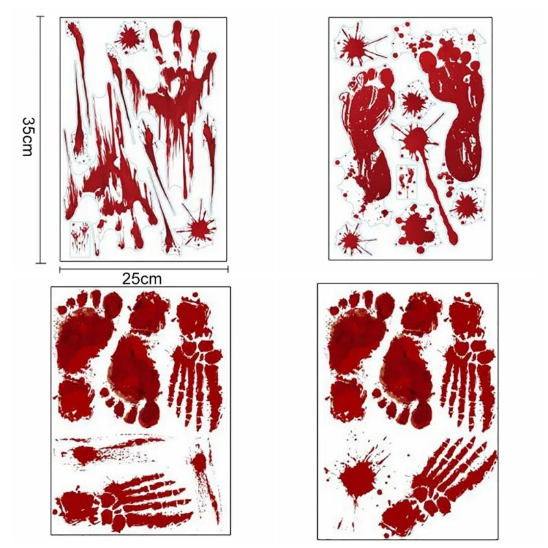 Halloween Blood Handprint Blood Footprint Sticker Horror Halloween Decoration Wall Sticker Festival Party Favors Supplies