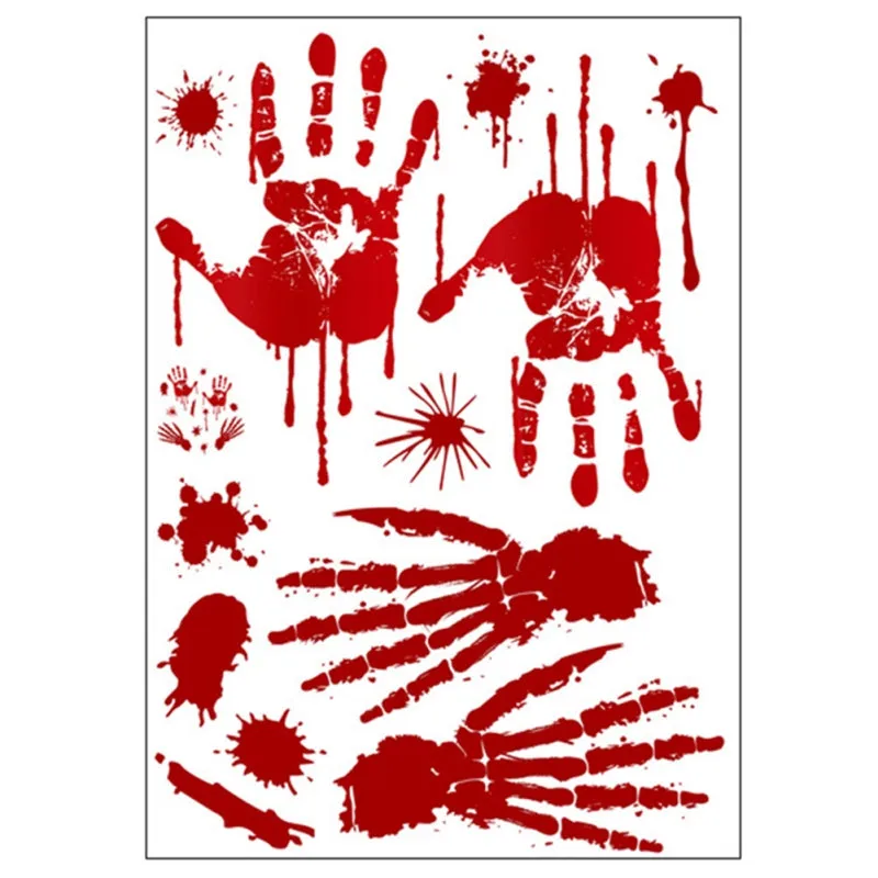Halloween Blood Handprint Blood Footprint Sticker Horror Halloween Decoration Wall Sticker Festival Party Favors Supplies