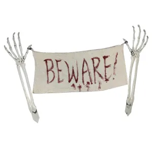 Halloween Garden Stake Setleton Arms with Beware Sign