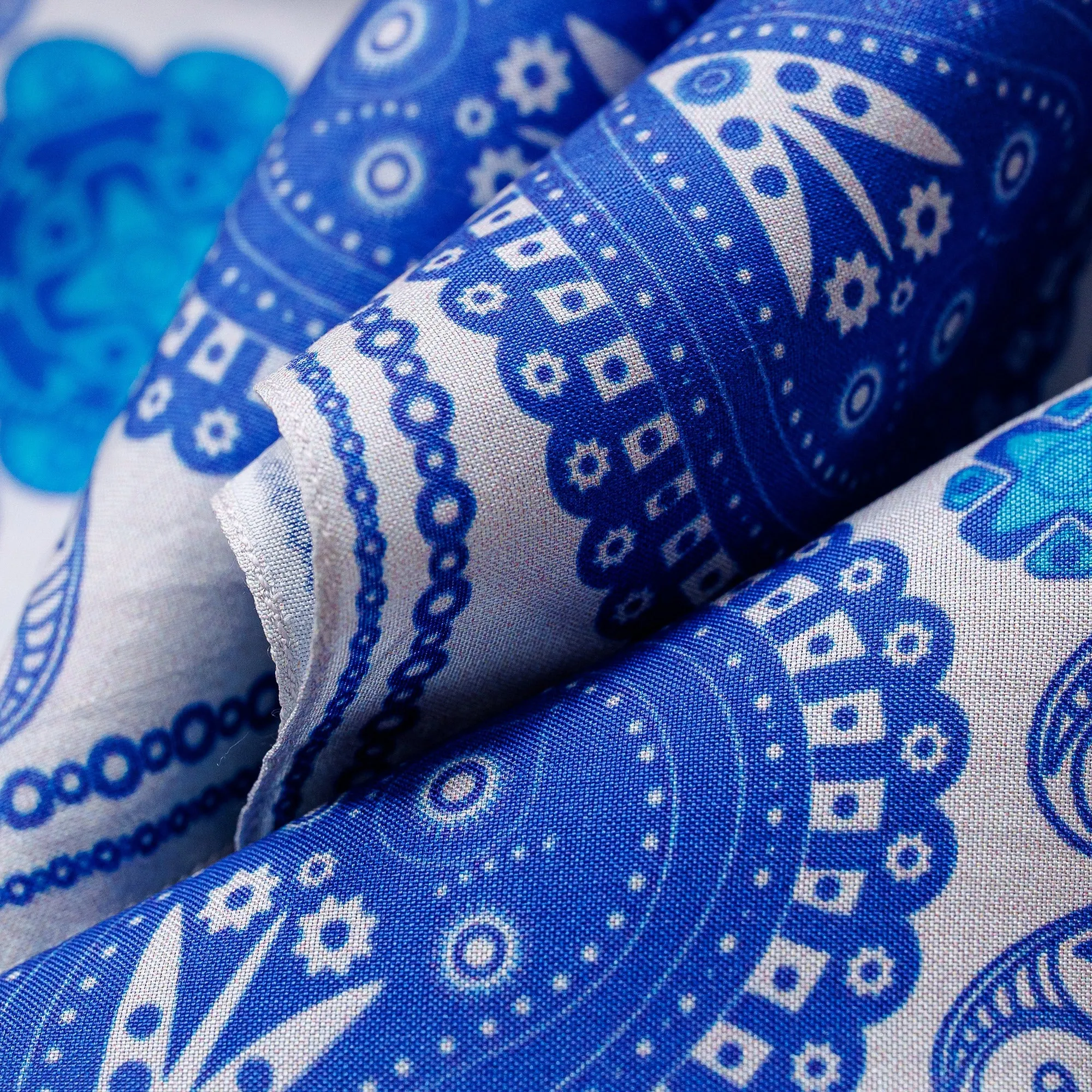 Hand-Woven 100% Silk Blue Paisley-Themed Handkerchief - Blue Paisley | NOVICA
