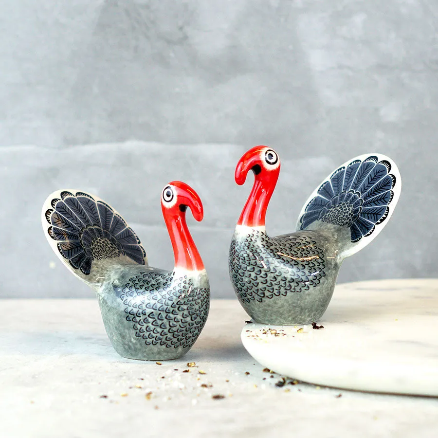 Handmade Ceramic Turkey Salt and Pepper Shakers