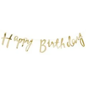 HAPPY BIRTHDAY BANNER - METALLIC GOLD