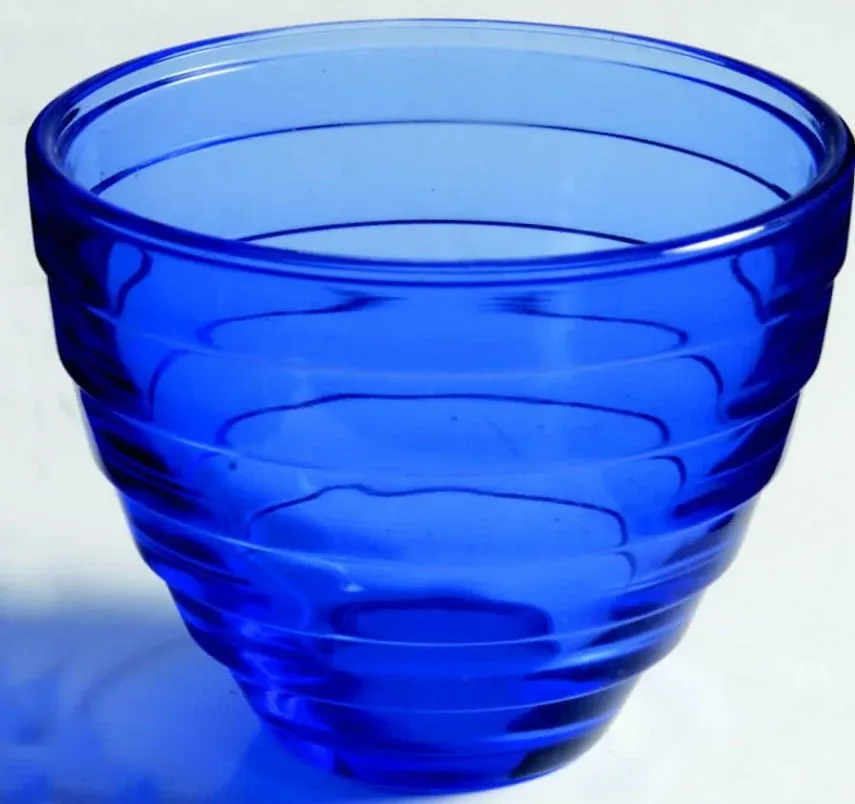 Hazel Atlas Modertone Custard Cup Cobalt Blue Ritz 1930s Depression Glass Deco
