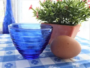 Hazel Atlas Modertone Custard Cup Cobalt Blue Ritz 1930s Depression Glass Deco