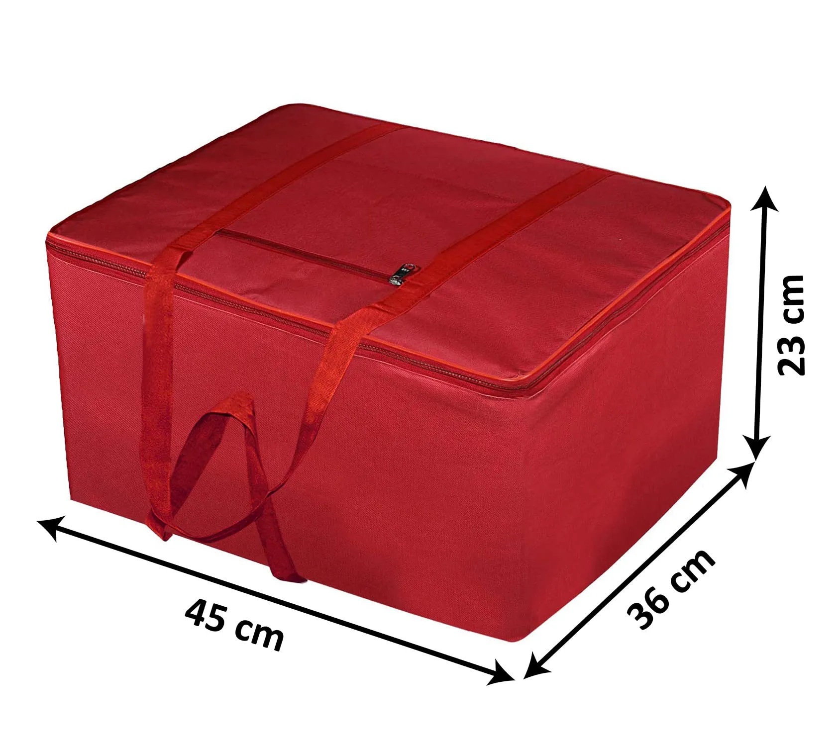 Heart Home Lightweight Foldable Multipurpose Storage bag, Cloth Organiser, Travel Bag With Zippered Closure And Handle- Pack of 2 (Red)-HS43HEARTH26642