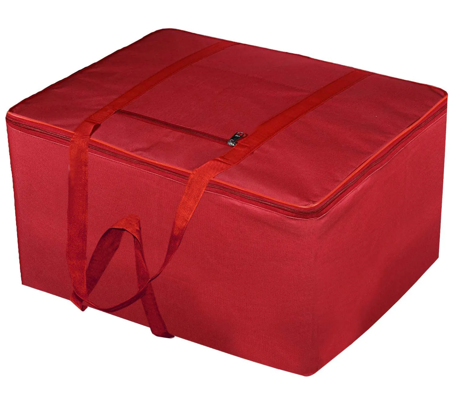 Heart Home Lightweight Foldable Multipurpose Storage bag, Cloth Organiser, Travel Bag With Zippered Closure And Handle- Pack of 2 (Red)-HS43HEARTH26642