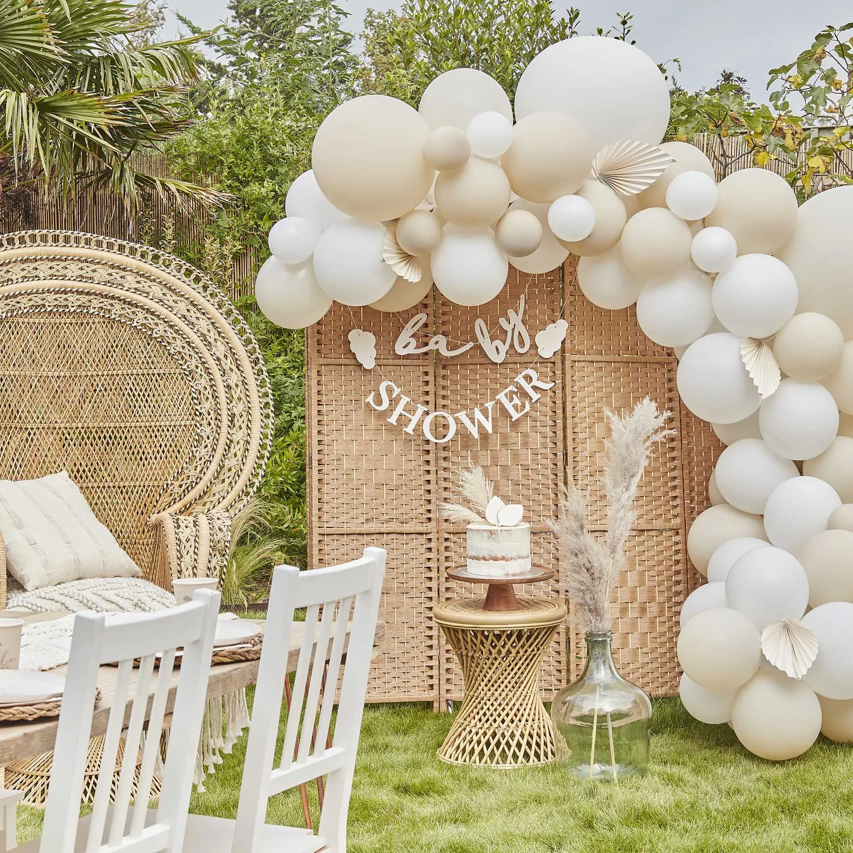 Hello Baby Taupe and Cloud Confetti Baby Shower Balloons x 5