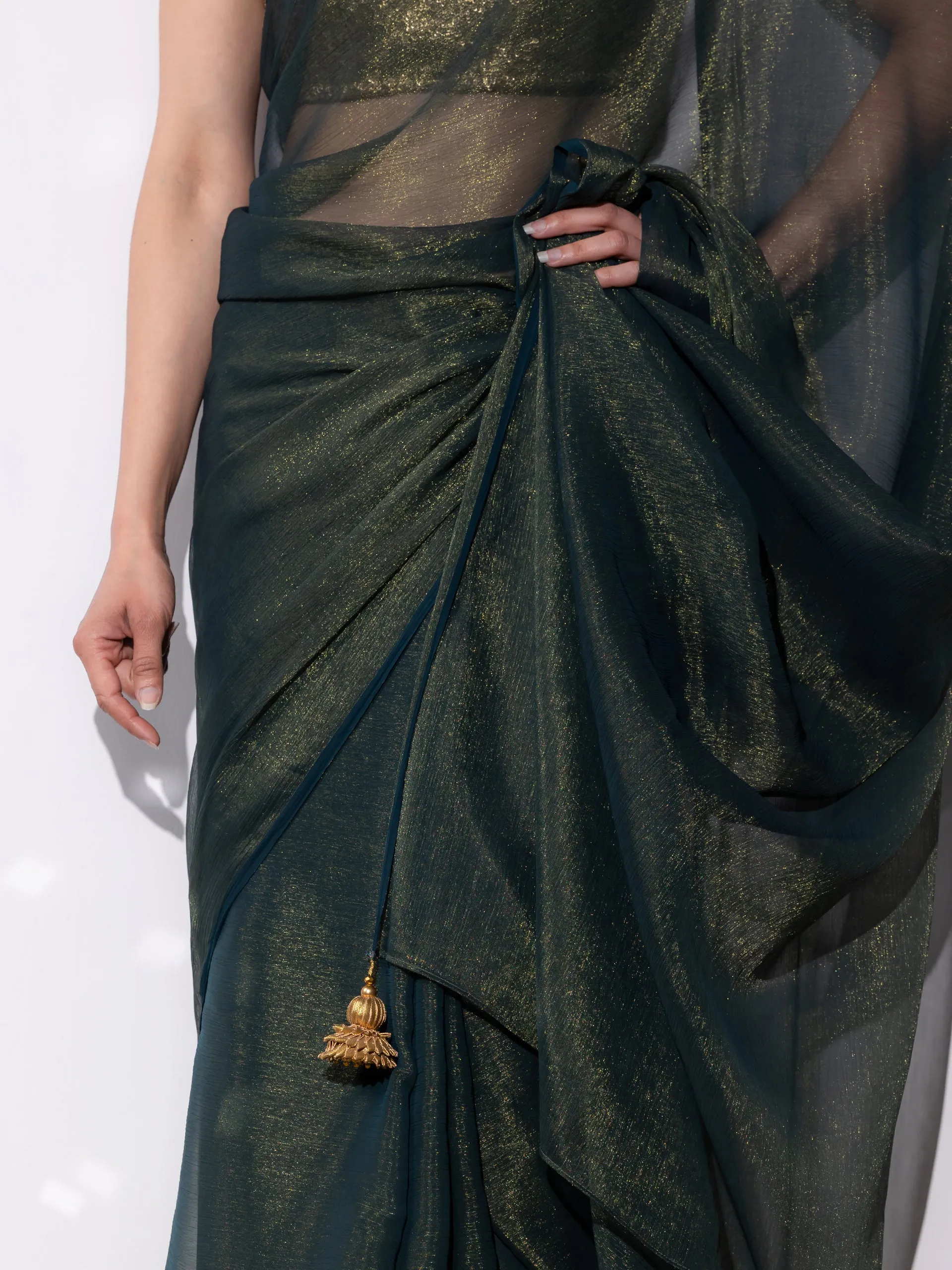 Henna Shimmer & Shine Chiffon Saree with Lace