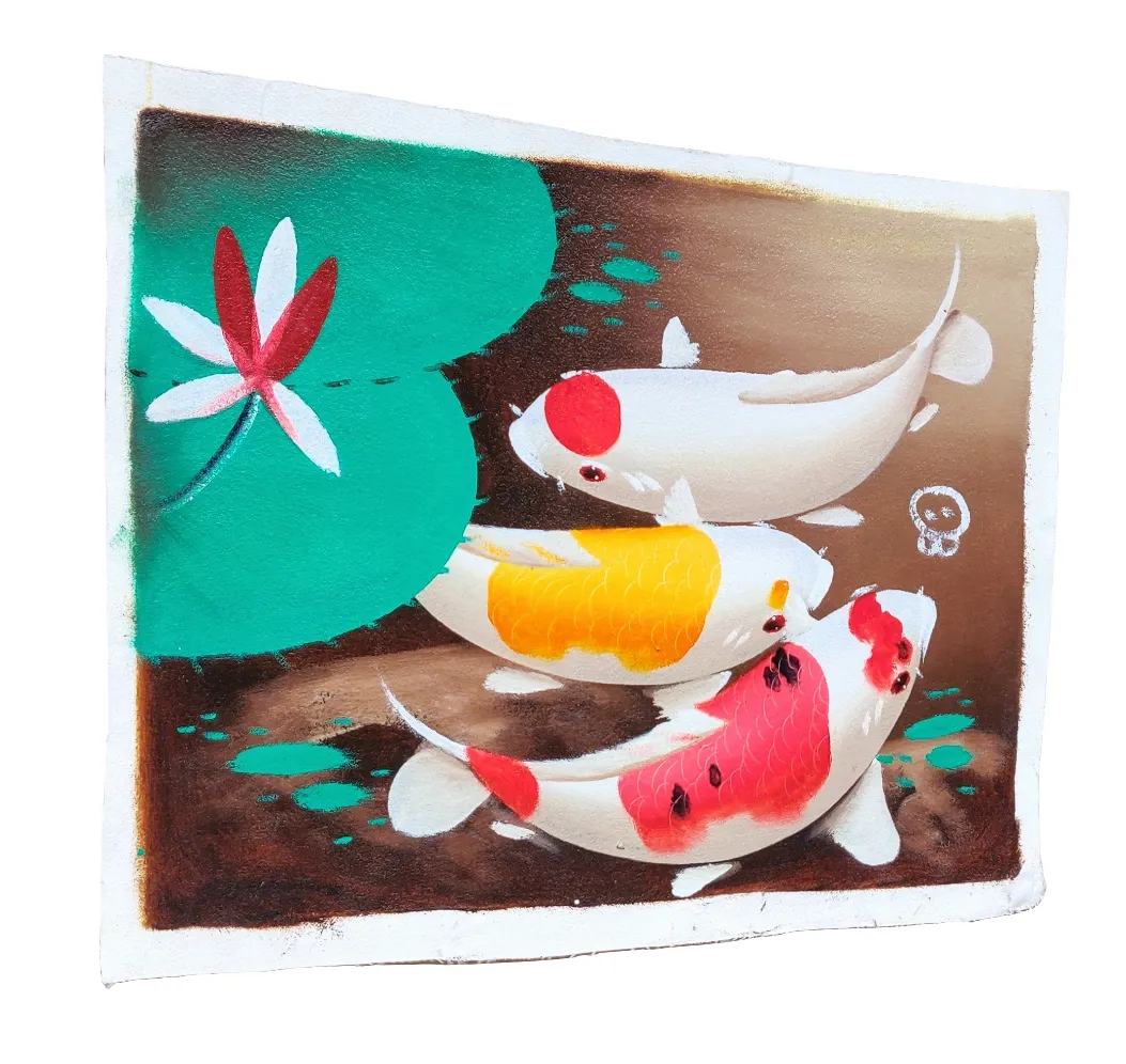 Home Decor. Wall Art. Colourful Koi Fish Painting on Canvas. Unframed.