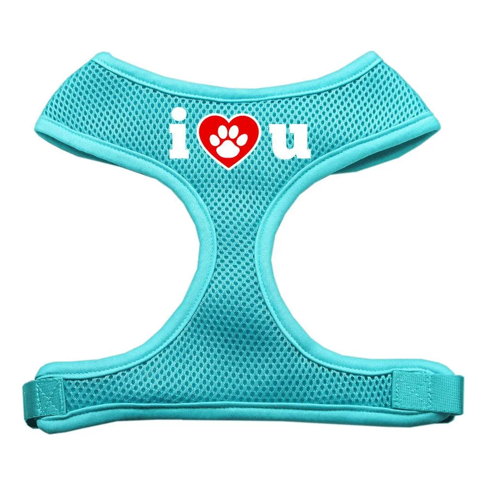 I Love U Soft Mesh Harnesses Aqua Medium
