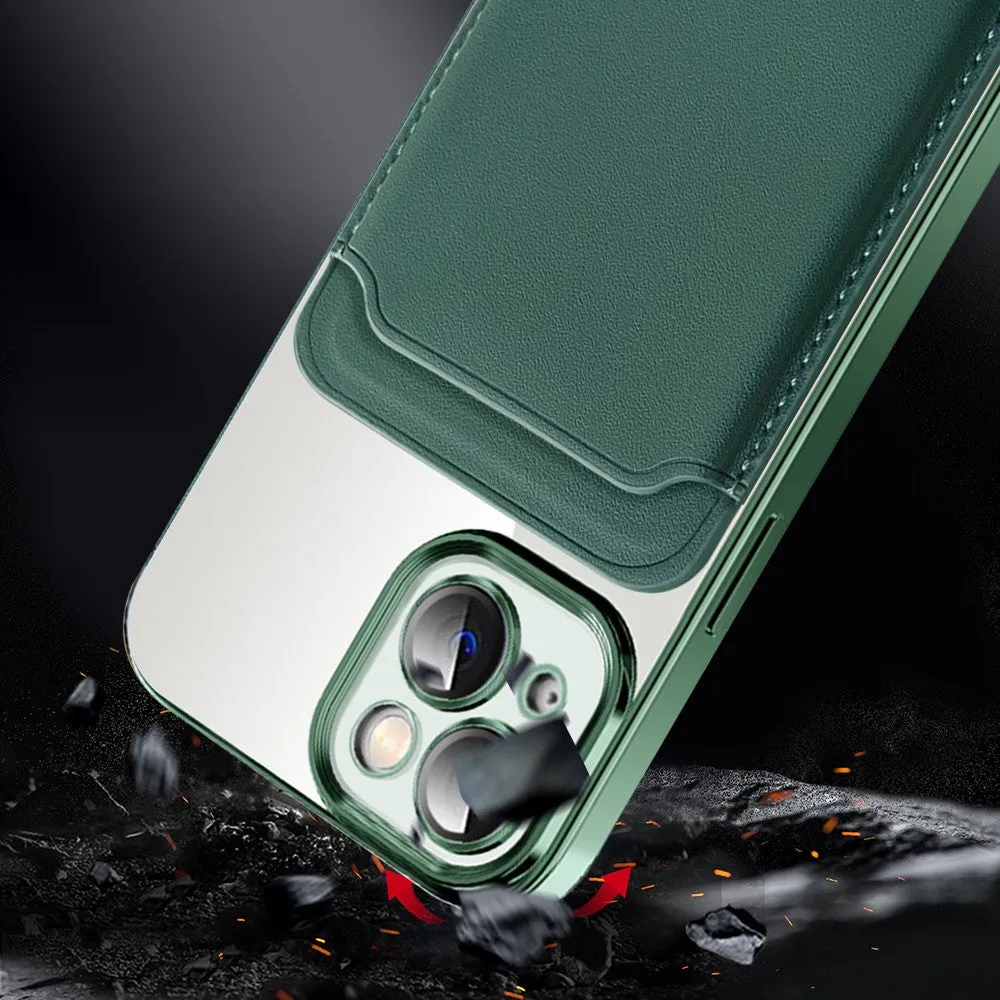 iPhone 13 2in1 MagSafe Hybrid Case TPU Bumper   Leather Wallet Credit Card Holder - Blue / Transparent