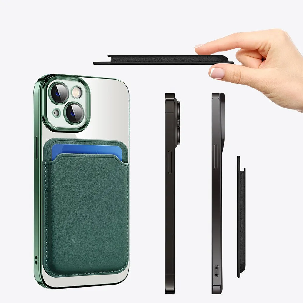 iPhone 13 2in1 MagSafe Hybrid Case TPU Bumper   Leather Wallet Credit Card Holder - Blue / Transparent
