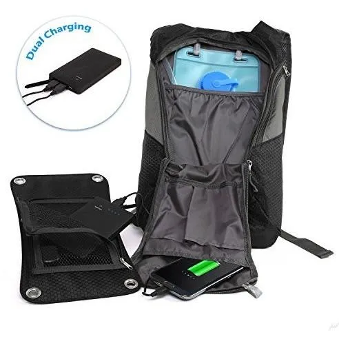 Ivation 7W Solar charging 1.8L Hydration Backpack/Bladder Bag