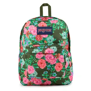 JanSport SuperBreak Backpack - Bit Bouquet Green