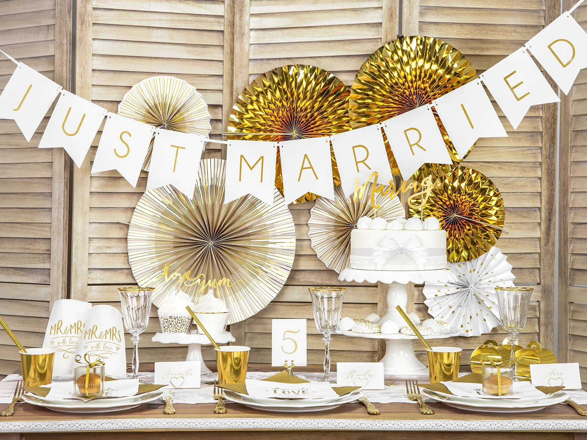 Just Married Bunting White