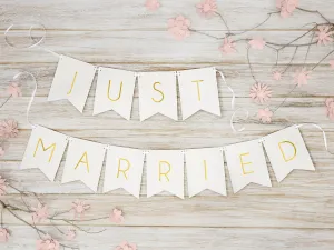 Just Married Bunting White