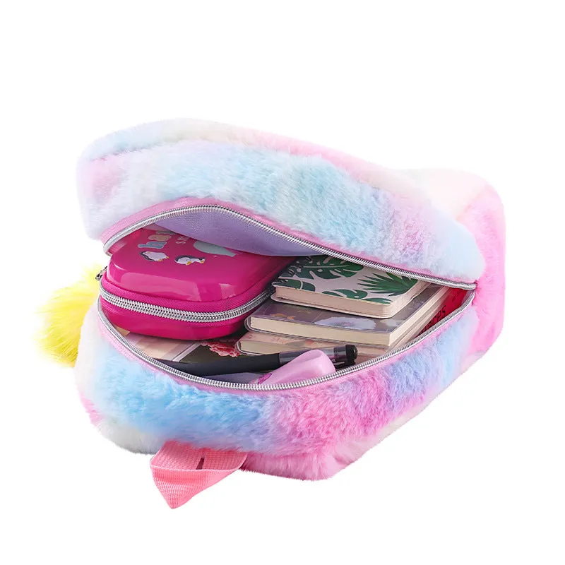 Kids Little Girls Unicorn Cute Cartoon Embroidered Plush Schoolbags Casual Backpack