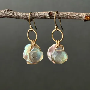 labradorite and metallic luster keshi  "PEEK A BOO" EARRINGS"