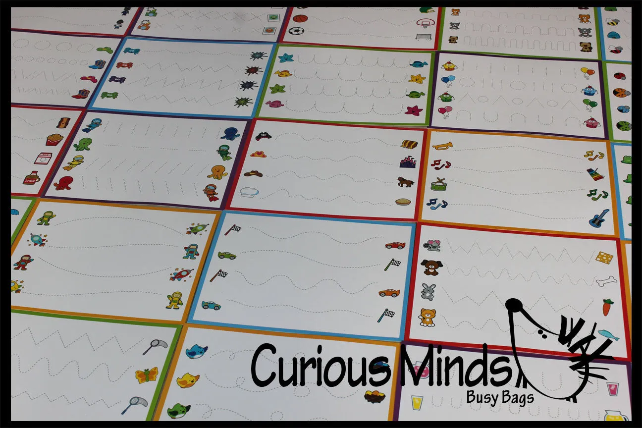 LAST CHANCE - LIMITED STOCK - Dry Erase & Wipe Off - Pre-Handwriting Tracing Activity Pages - Set of 25