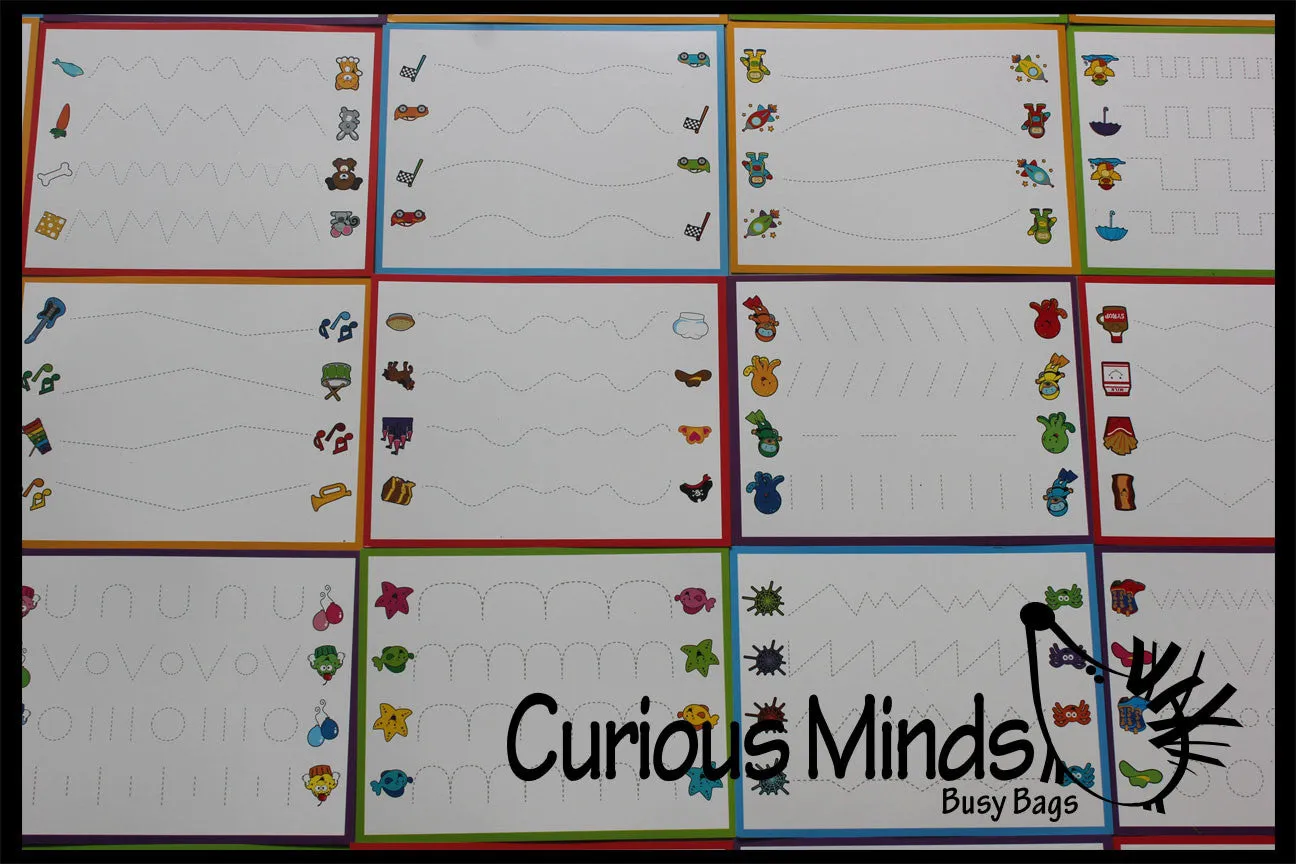 LAST CHANCE - LIMITED STOCK - Dry Erase & Wipe Off - Pre-Handwriting Tracing Activity Pages - Set of 25