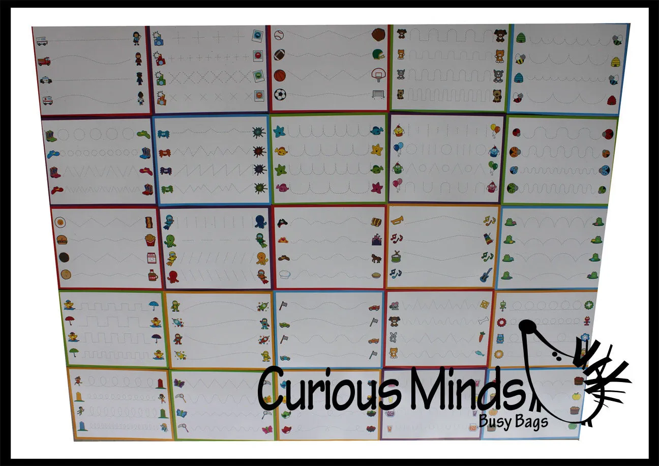 LAST CHANCE - LIMITED STOCK - Dry Erase & Wipe Off - Pre-Handwriting Tracing Activity Pages - Set of 25