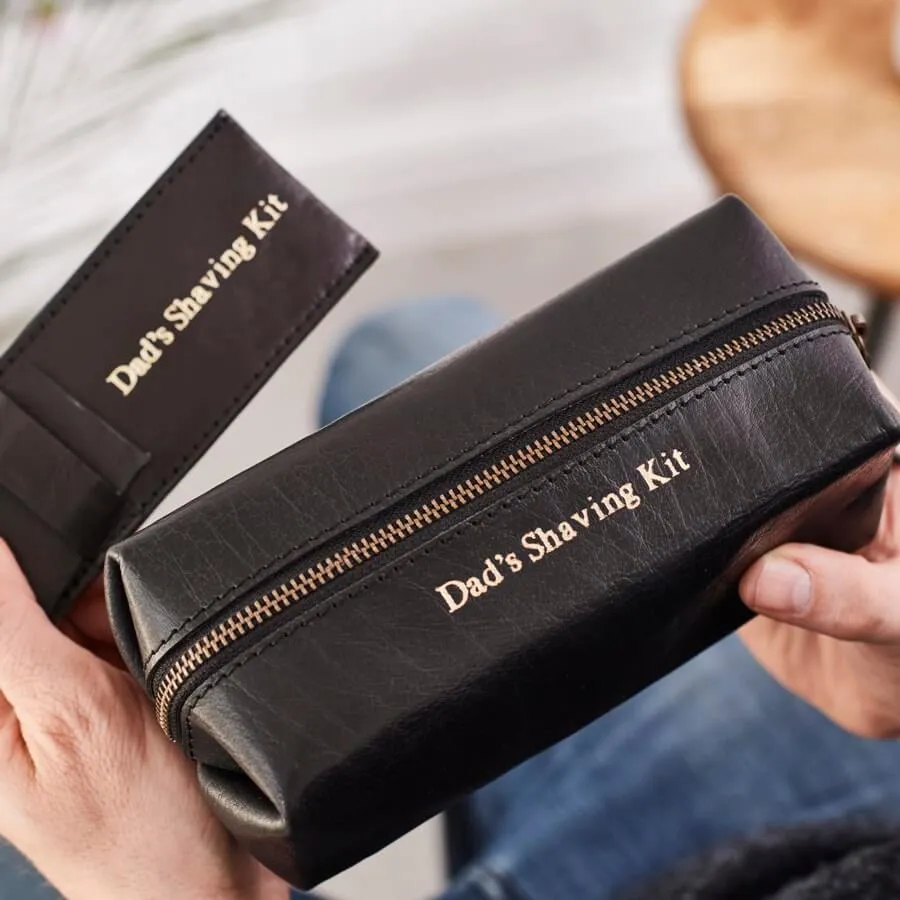 Leather Shaving Bag and Razor Cover